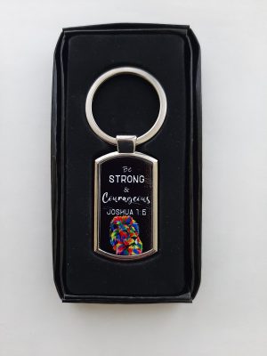 Strong & Courageous Colorful Lion Metal Keyring