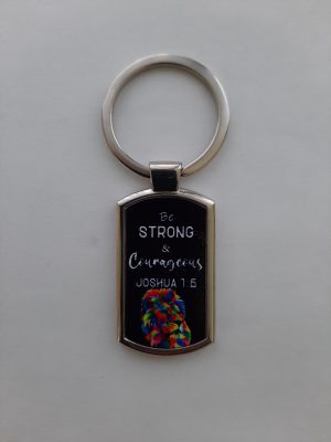 Strong & Courageous Colorful Lion Metal Keyring