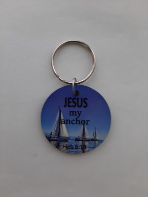 Jesus My Anchor (Boats Background) MDF Keyring