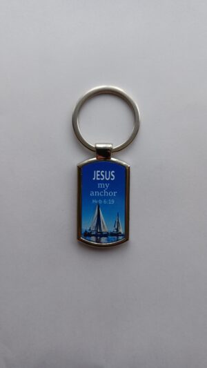 Jesus My Anchor Metal Keyring