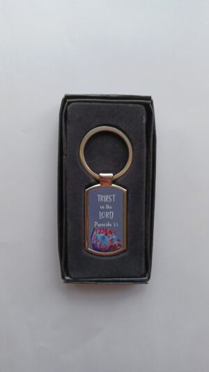 Trust in the Lord Protea Metal Keyring