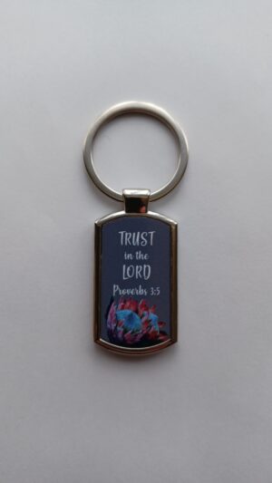 Trust in the Lord Protea Metal Keyring