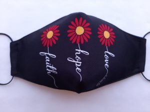 Hope, Faith, Love Daisy Black Mask